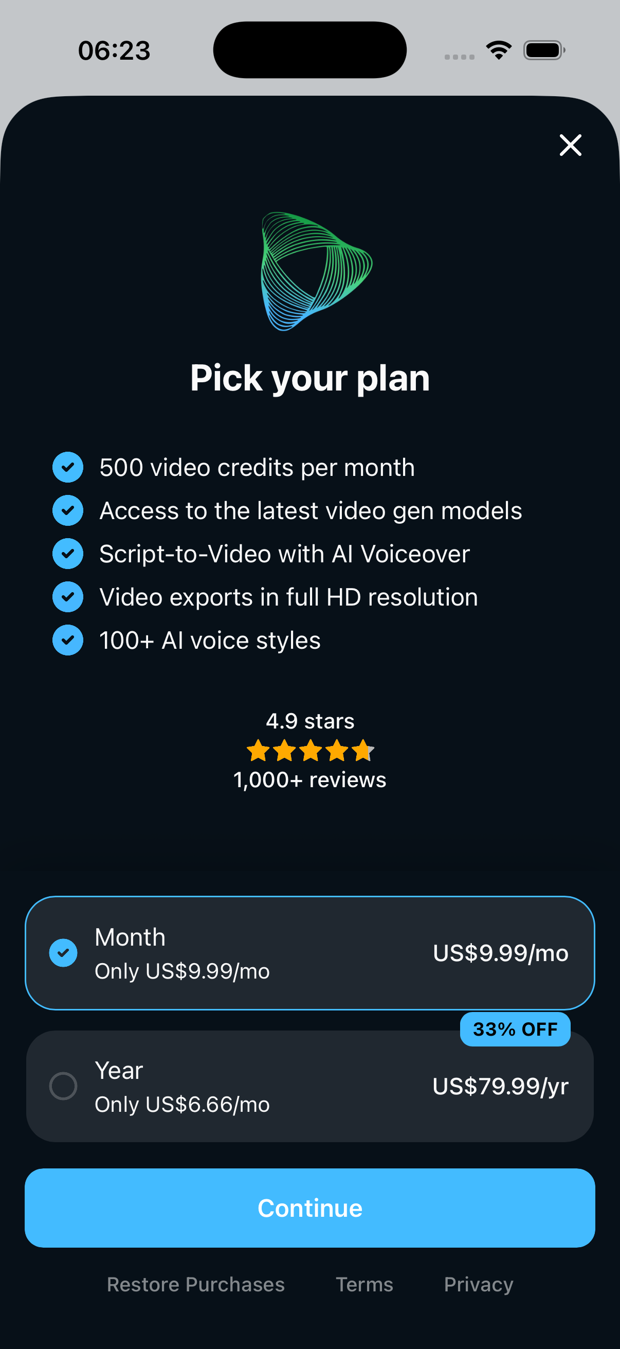 AMiSi native subscription paywall integrated in the app